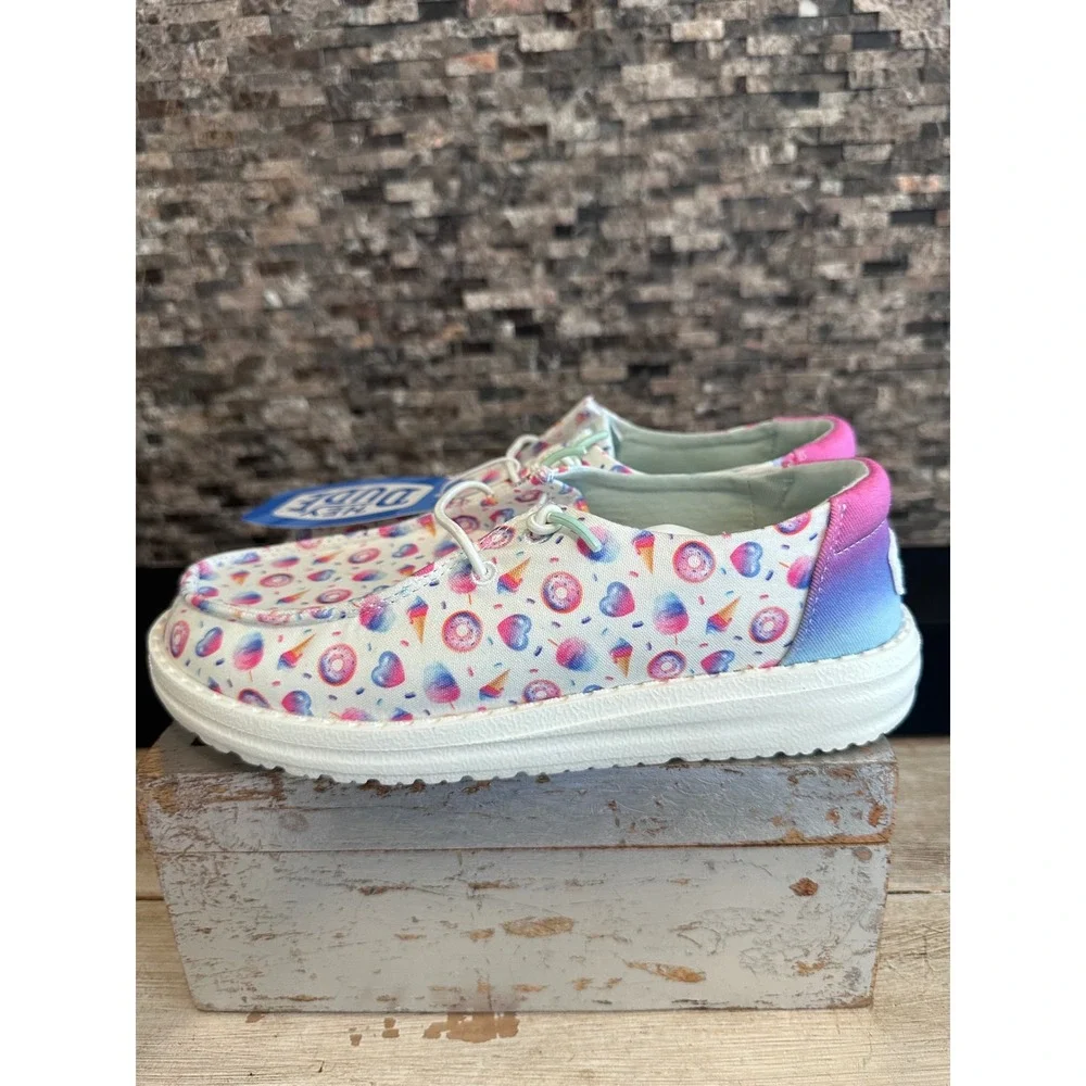 Hey Dude Wendy Youth Sweet Treats Multi Color Slip On Loafers Size YT4 42725-9DH